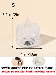 24/12/3入電池供電鑽石圖案無焰LED茶蠟燭,暖光電子聖誕裝飾蠟燭燈,聖誕LED蠟燭,電子仿真蠟燭,冬季婚禮派對桌面居家裝飾水晶蠟燭燈 - 鑽面-S - 查看 12