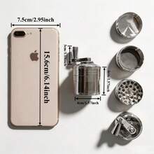 New 40/50/63MM Three Sizes To Choose From, Metal Silver Hand-Cranked Grinder, Metal Grinder With Handle, Smoking Accessory Grinder - View 6