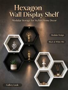 Hexagonal Floating Shelves Nordic Wall-Mounted Shelves For Living Room And Entryway, Creative Geometric Storage Decor, Small Size, Mini Shelves For Small Objects Or Micro Wall-Mounted Decorations - Multicolor - View 7