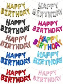 13pc/1set 16 Inch Happy Birthday Aluminum Foil Banner Balloons, Multiple Colors Available Reusable Party Balloons, Suitable For Birthday Party Anniversary Decoration - Multi-color - View 3