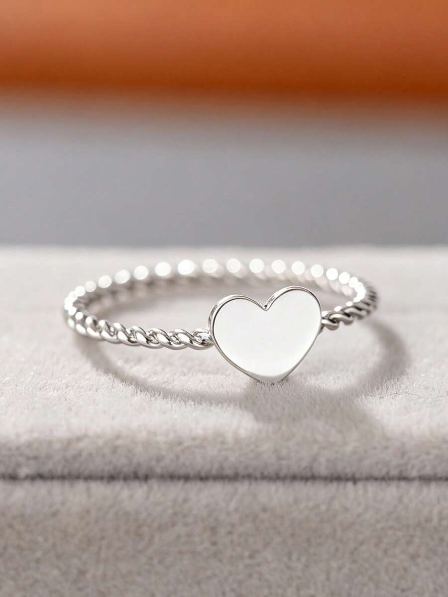 1pc Romantic Ring Women Wedding Engagement Party Jewelry Valentine's Day Gift - Silver - View 1