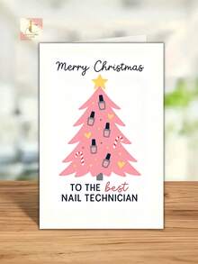 1pc Personalized For Nail Tech Christmas Card Suitable For Nail Technicians/ For Nail Artists/Manicurists - Holiday Appreciation Gift, English Greeting Card With For Nail Salon Staff Design - One Size Fits All - View 6