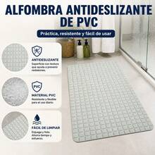 Non-Slip PVC Shower Mat With Embossed Grid, Light Grey Rectangular Bathroom Mat For Wet Areas, Size 67.7x38.5 Cm - A - View 3