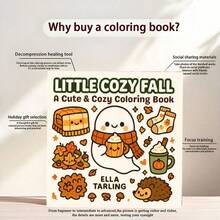 Little Cozy Fall Coloring Book, Cute Ghost Autumn Fall Themed Coloring Pages, Relaxing Simple Line Art Activity Book For Adults Teens, Stress Relief Creative Drawing Book, Thanksgiving Harvest Season DIY Art Craft Book, Gift For Fall Lover - Single Piece - View 3