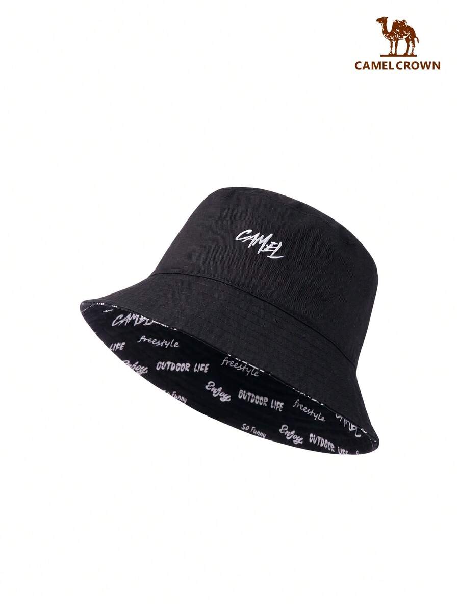 CAMEL CROWN Japanese Style Reversible Bucket Hat, Unisex Casual Sun Hat, Large Head Circumference, Versatile Bucket Hat, Suitable For Men And Women, Also Suitable For Bald Heads - Black - View 1