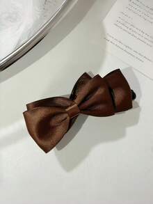 1pc Minimalist Versatile Bow Solid Color Banana Clip Twist Clip Vertical Clip Ponytail Hair Clip Hair Accessory For Women - Multicolor - View 11