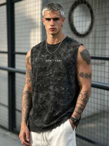 Simple Studio | Men's Vintage Rugged Style Washed Short Sleeve Tank Top | Suitable For Summer Wear | Comfortable & Breathable | Leading Fashion - Black - View 3