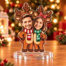 Custom Photo Couple Christmas Acrylic Stand,Personalized Snowman Santa Claus Couple Tabletop Decor,Festive Christmas Decorations For Home & Room,Customized Holiday Party Display,Customizable Picture Couple Keepsake Gift For Christmas 2026,Anniversary - Style B - View 5