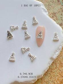 1 gói phụ kiện trang trí nail nghệ thuật mùa đông Giáng Sinh, cây thông, vòng hoa, tuần lộc, chuông, charm nail 3D bằng hợp kim kim loại - Nhiều màu - Xem 8