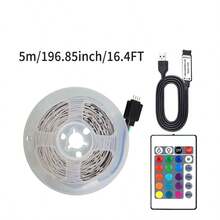 RGB LED Strip Lights, USB Powered Multicolor Color Changing Lights, 24-Key Remote Control, Adjustable Brightness, Multiple Lighting Modes, Suitable For Bedroom, Living Room, TV Background, Cabinet And Home Decor - RGB LED Strip Lights - View 16