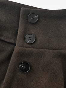 Women's Short Stand Collar Cape Coat, Suitable For Daily/Shopping/Dating/Dining And Other Occasions - Coffee Brown - View 11