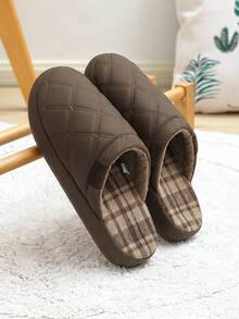 Men's Thick Sole Down-Filled Thermal Lined Closed Toe Slippers For Indoor And Outdoor Winter Wear - Brown - View 5