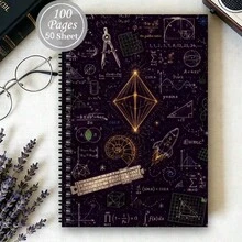 1pc Higher Mathematics Subject Spiral Notebook, Math Formula Doodle Black Leather Notebook, Teacher Appreciation Gift, Office Note Planner, Perfect Gift For Math Enthusiasts, Suitable For Office And Laboratory Use, Compact A5 Size - One Book (50 Pages, 100 Pages) - View 8