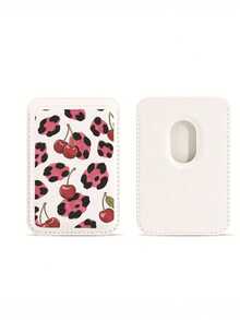 1pc Leopard Print Cherry Magnetic Card Holder, Multi-Color PU Leather Magnetic Card Sleeve, Bank Card ID Storage Magnetic Wallet, Strong Magnetic Adsorption To Phone Back, Suitable As Birthday Gift, Holiday Gift For Friends, Family, Couples, Yourself - Multicolor - View 7