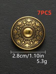 7pcs Vintage Engraved Round Metal Hand Sew Buttons, Embossed Pattern Decorative Sewing Buttons For Suit Coat Jacket Garment DIY Accessories - Multicolor - View 29
