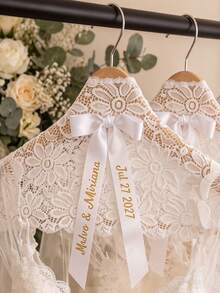 Personalized Wedding Non-Slip Dress Hanger Covers,Custom Monogram Lace Bridal Hanger Covers,Wedding Bride And Bridesmaid Keepsake Gift - Multicolor - View 4