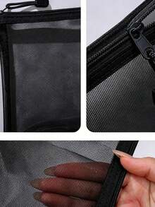 Aircraft-Themed Mesh Passport Pouch, Airplane Print, Transparent, Smooth Zipper, Lightweight Portable. Holds Passports & Tickets. Perfect For Trips. Practical Gift For Travelers To Store Receipts And Stationery Easily. Christmas Gift - Multicolor - View 8