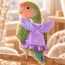 Parrot Bird Angel Dress, Plush Costume, Tiger Print Peony Cockatiel Outfit, Multi-Color Pet Bird Clothing - Multicolor - View 3