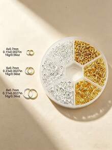 1 Kotak 1200pcs Set Cincin Lompat Terbuka Berbagai Ukuran, Cincin O Terbuka Tunggal, Cocok untuk Sambungan Perhiasan Buatan Tangan, Tersedia Berbagai Warna - Kotak sarang bundar 6 kompartemen dengan cincin tunggal - View 4