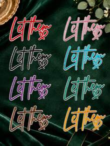 8pcs "Let Them" Letter Embroidered Patches, Colorful Shiny Edged, Heart Letter Design, Sew-On Or Iron-On, Suitable For Clothing, Hats And Bags Creative Decoration And Repair - Multicolor - View 8