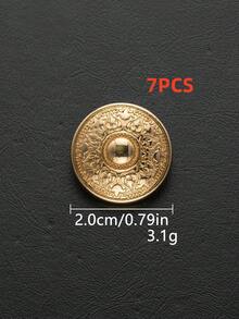 7pcs Vintage Engraved Round Metal Hand Sew Buttons, Embossed Pattern Decorative Sewing Buttons For Suit Coat Jacket Garment DIY Accessories - Multicolor - View 25