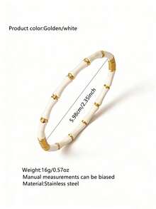 VceTd1/3PCS Fashion Commuter Style Bamboo Knot Design Stainless Steel Bracelet, Suitable For Women's Daily Wear Or As A Gift For Loved Ones - Yellow Gold - View 14