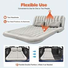 SHIOUCY For Car SUV Travel Camping Back Seat Inflatable Mattress Air Bed W/2* Pillow & Pump Set - Grau - Übersicht 2