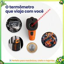 Termômetro Infravermelho Digital A Laser Profissional Sem Contato -55°C A 400°C Medidor De Temperatura Culinário E Industrial - orange|||black - Visão 3