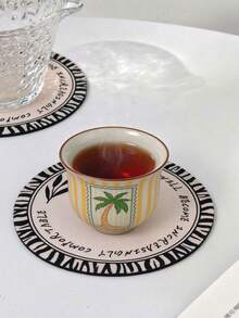 1/2/4/6pcs Striped Coconut Tree Ceramic Coffee Cups, Home Guest Tea Cups, Tea Tasting Cups, Kung Fu Tea Cups, Black Tea Cups, Espresso Cups, Water Cups, Suitable For Home, Gatherings, Parties, Gift Cups - Multicolor - View 4