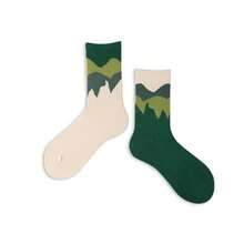 Kaos Kaki Niche Setengah Betis Desain Asimetris Gunung & Laut Gaya Jepang Nyaman Serbaguna Versi Korea Olahraga - MultiWarna - View 7