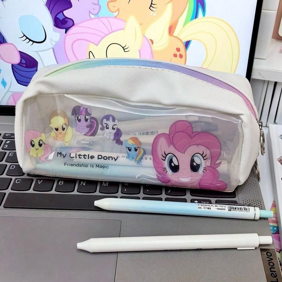 1pc My Little Pony Pencil Case Set, Ins Style Large Capacity Colorful Aesthetic Pencil Pouch, Cute Stationery Storage Bag, Pencil Box, Back To School Gift For Students And Teens - A - View 1