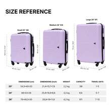 W WINGS High Durability | Polycarbonate | 3 PiecesLuggage Set | Carry-On, Medium And Large Suitcases With TSA Lock And 360° Spinner Wheels - Dusty Purple - View 8