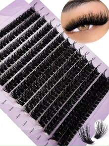 280 Clusters 14 Rows 60/80 Strands 0.05mm Fine Hair Hot Melt Cluster False Eyelashes 9-16mm Mixed Length Faux Mink 3D Russian Volume Single Cluster Eyelash Extensions Black Eyelash Box - View 1