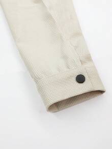 Men's Waffle Texture Jacquard Shacket And Pants Set - Apricot - View 8