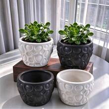 1pc Nordic Style Embossed Texture Planter, ABS Resin Printed Pebble Design 8*5.5cm, Suitable For Living Room, Balcony Greenery, Office Desk, Desktop Potted Plants, Dorm Decor Ornament Planter - A - View 1