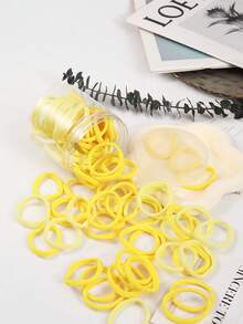 50pcs/Pack Women's Simple High Elastic Hair Ties, Suitable For Daily Use - Yellow - View 6