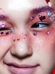 3D Colorful Rhinestone Rose Red Heart Silver White Pearl Multi-Particle Face Decoration Rhinestone Stickers Y2K Holiday Party Daily Makeup DIY Music Festival Dance Party Suitable For Hair Eyes Face Body Decoration - Multicolor - View 5
