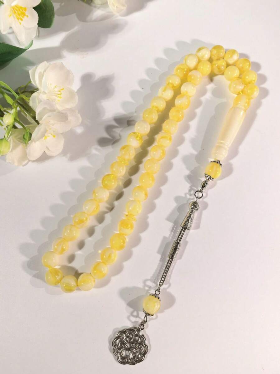 1pc Blue Vein Resin Prayer Beads, Islamic Religious Prayer Bracelet, Middle Eastern Muslim Decorative Handheld Beads, Suitable For Home Prayer, Religious Gatherings, Holiday Gifts And Daily Wear (Random Texture Pattern) - Multi-color - View 1