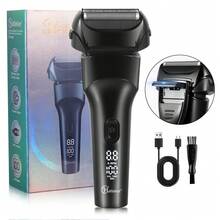 Hatteker 1pc Electric Shaver Reciprocating Men's Digital Display Waterproof Shaving Razor Floating Blade Head With Sideburn Trimmer Beard Razor - Black - View 11