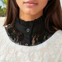 Women's Detachable Lace Collar | White Lace Stand-Up Design With Ruffle Edge | Multi-Functional Half-Shirt Fake Collar Suitable For Casual And Formal Outfits | Hand Washable | Fits Sweaters, Shirts And Layered Clothing Fashion Accessory - Multicolor - View 2