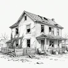 Countryside Adult Coloring Book, Relaxing Country Cottage Landscape Coloring Pages, Stress Relief Hobby Gift - Abandoned House - View 4