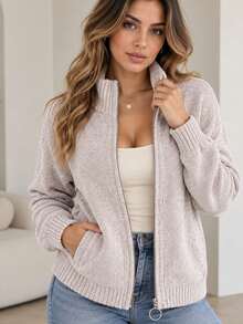 Women Cardigans - Champagne - View 3