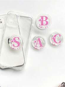 Wedding Season Floral Letter Phone Stand, Transparent Foldable & Extendable Phone Grip, Universal Smartphone Stand And Handle, Fashionable Modern Phone Accessory - Multicolor - View 3