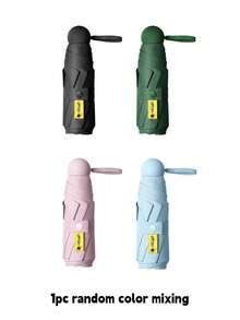 1pc Mini 5-Fold Capsule Umbrella, 8-Rib Black Coated Sun Umbrella, UPF50+ UV Protection Lightweight Pocket Umbrella, Rain & Sun Dual Use - Multicolor - View 13