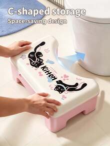 1pc Cute Thickened U-Shaped Squatting Stool, Flip-Top Compartment Storage Box, Multi-Functional Organizer, Toilet Squatting Stool, Bathroom Storage Box, Suitable For Home Bathroom Daily Use, All-Season, Christmas Room Decor - Multicolor - View 3