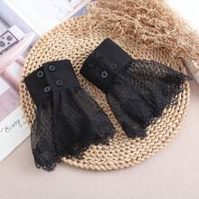 Elegant Detachable Mesh Lace Sleeve Cuffs, Classic Tweed Style Decorative Cuffs Fashion Accessory For Women - Black-161 - View 2