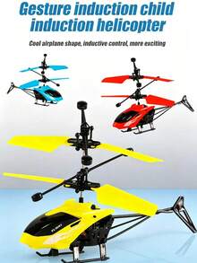 1 Set de Juguete Helicóptero con Control Remoto, Despegue y Aterrizaje Vertical, Función de Detección de Viento, Sin Control Remoto Necesario, Adecuado como Regalo Educativo para Niños y Niñas, Algunos Accesorios de Color Aleatorio - Multicolor - Ver 3