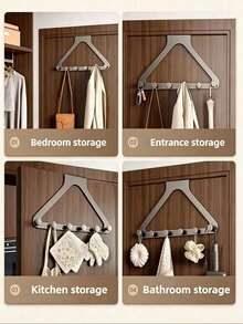 1/2 Pieces Upgraded Triangular Door Hook, Door Hanger, Non-Diamond Storage Rack, Hanger, Made Of Thick ABS Plastic Material, Three Colors Available, Suitable For Hanging Clothes, Bags, Keys, Hats, Bedrooms, Bathrooms, - View 9