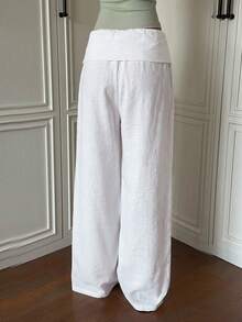 Tween Girl Solid Color Casual Daily Wear Long Pants - White - View 8