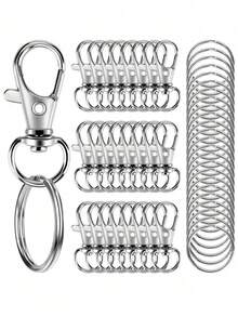Rotatable Charm Spring Keychain And Key Ring Set, Premium Alloy Rotatable Lobster Clasp, Suitable For DIY Keychains, Key Chains, Bag Charms, Car Key Charms And Other Jewelry Accessories, Perfect For Making Christmas Decorations, Very Charming Jewelry Making Material - Multicolor - View 1